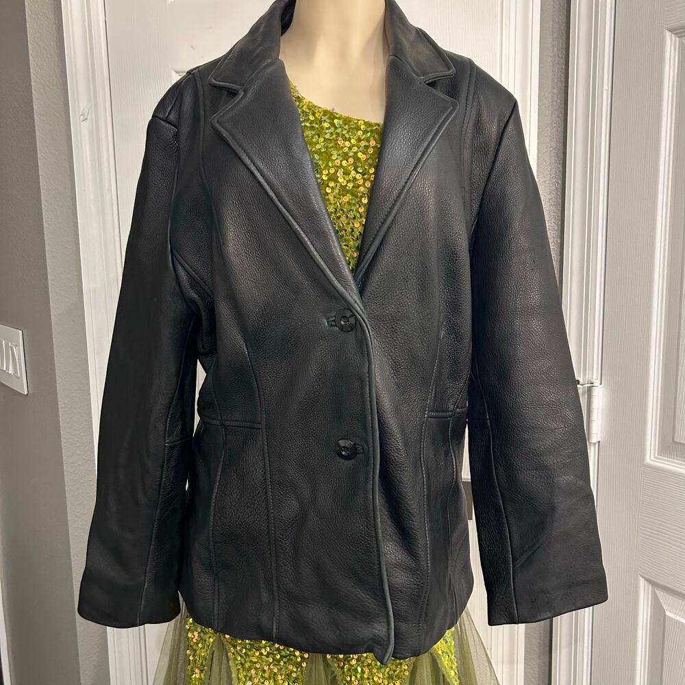 Wilson’s Leather Genuine Leather Blazer Jacket – Black (Tag XL, Fits M–L)